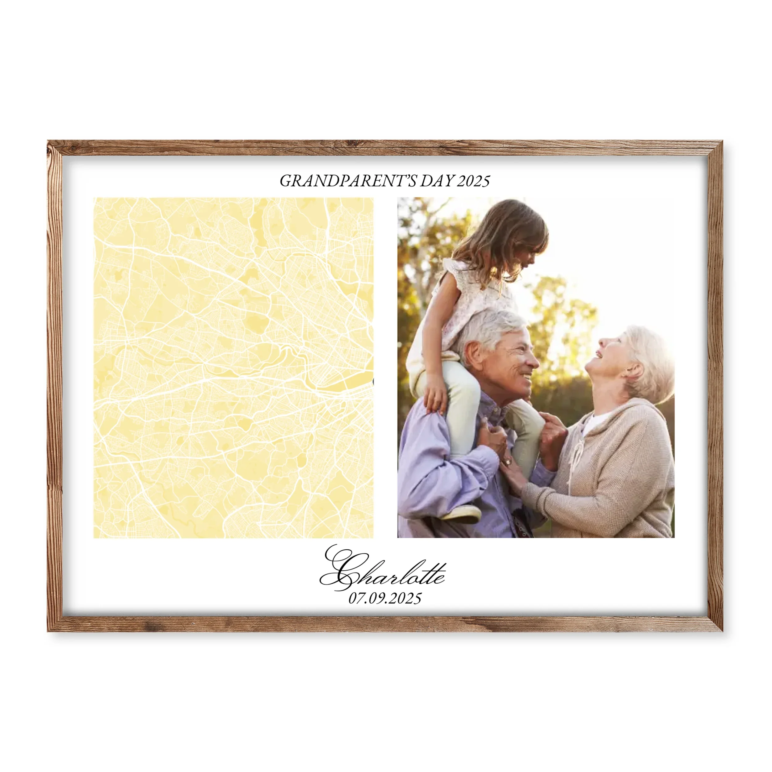 Custom Grandparent’s Day print with personalised map and family photo – unique gift idea to celebrate a special bond