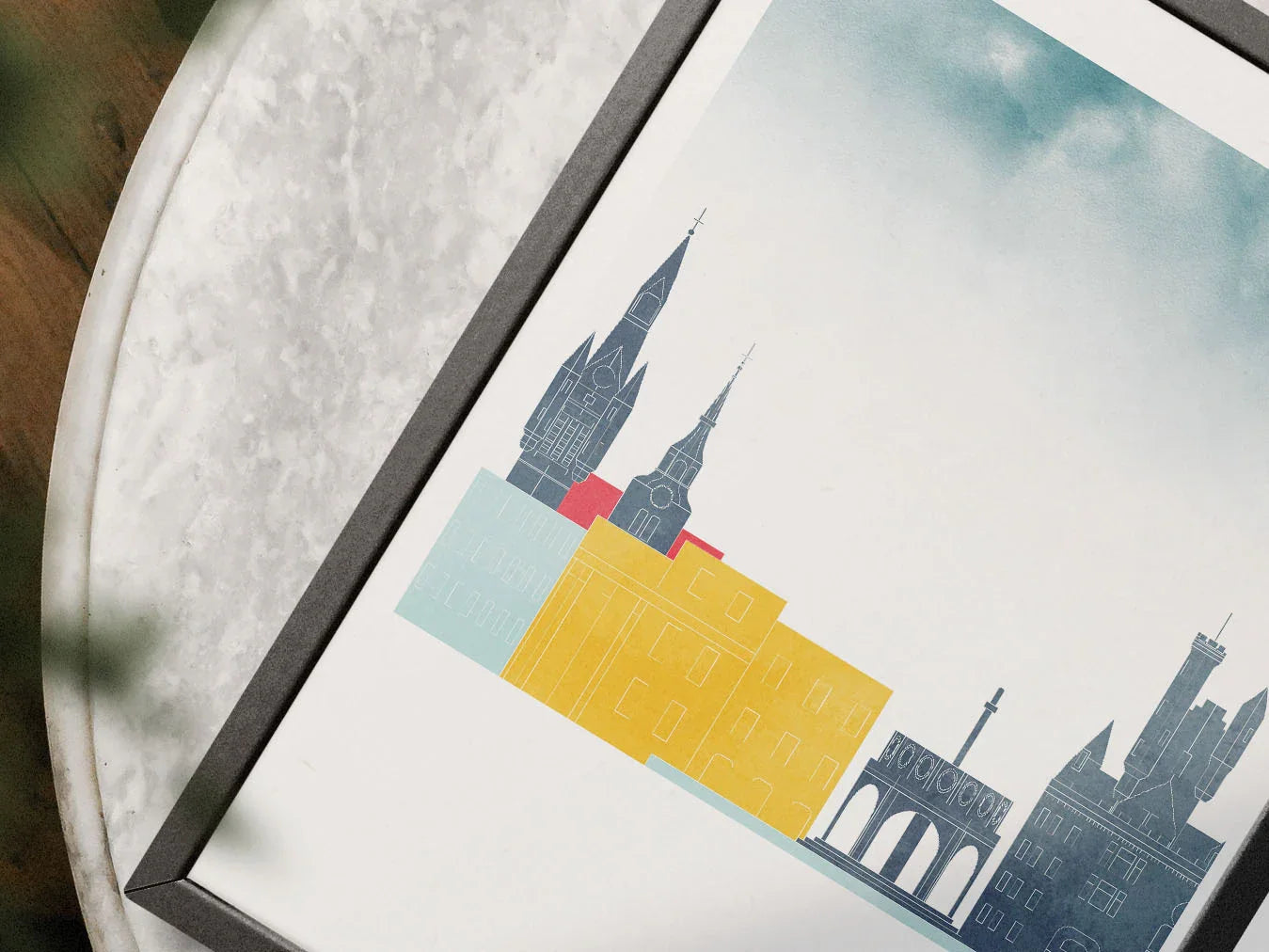 Aberdeen Silhouette Triptych in Watercolor Style, Aberdeen Skyline Poster, Aberdeen Set of 3 Posters, Watercolor style