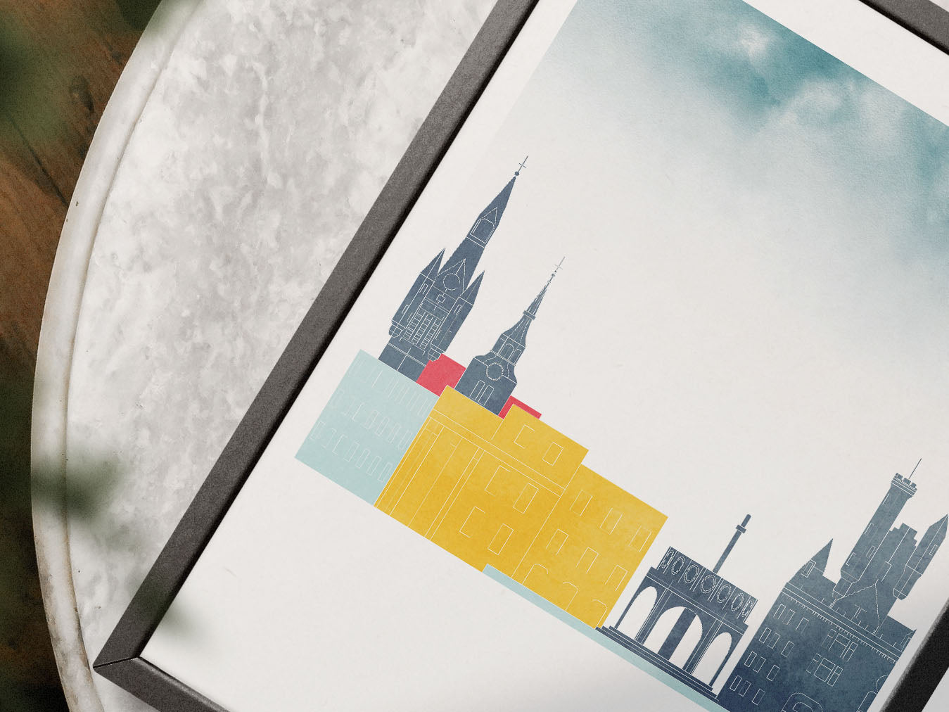 Aberdeen Silhouette Triptych in Watercolor Style, Aberdeen Skyline Poster, Aberdeen Set of 3 Posters, Watercolor style