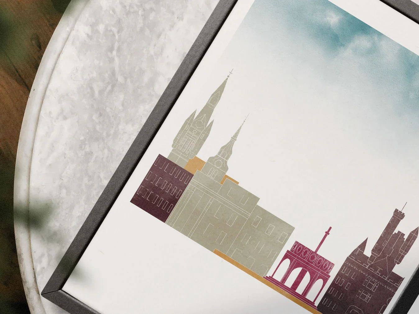 Aberdeen Silhouette Triptych in Watercolor Style, Aberdeen Skyline Poster, Aberdeen Set of 3 Posters, Watercolor style