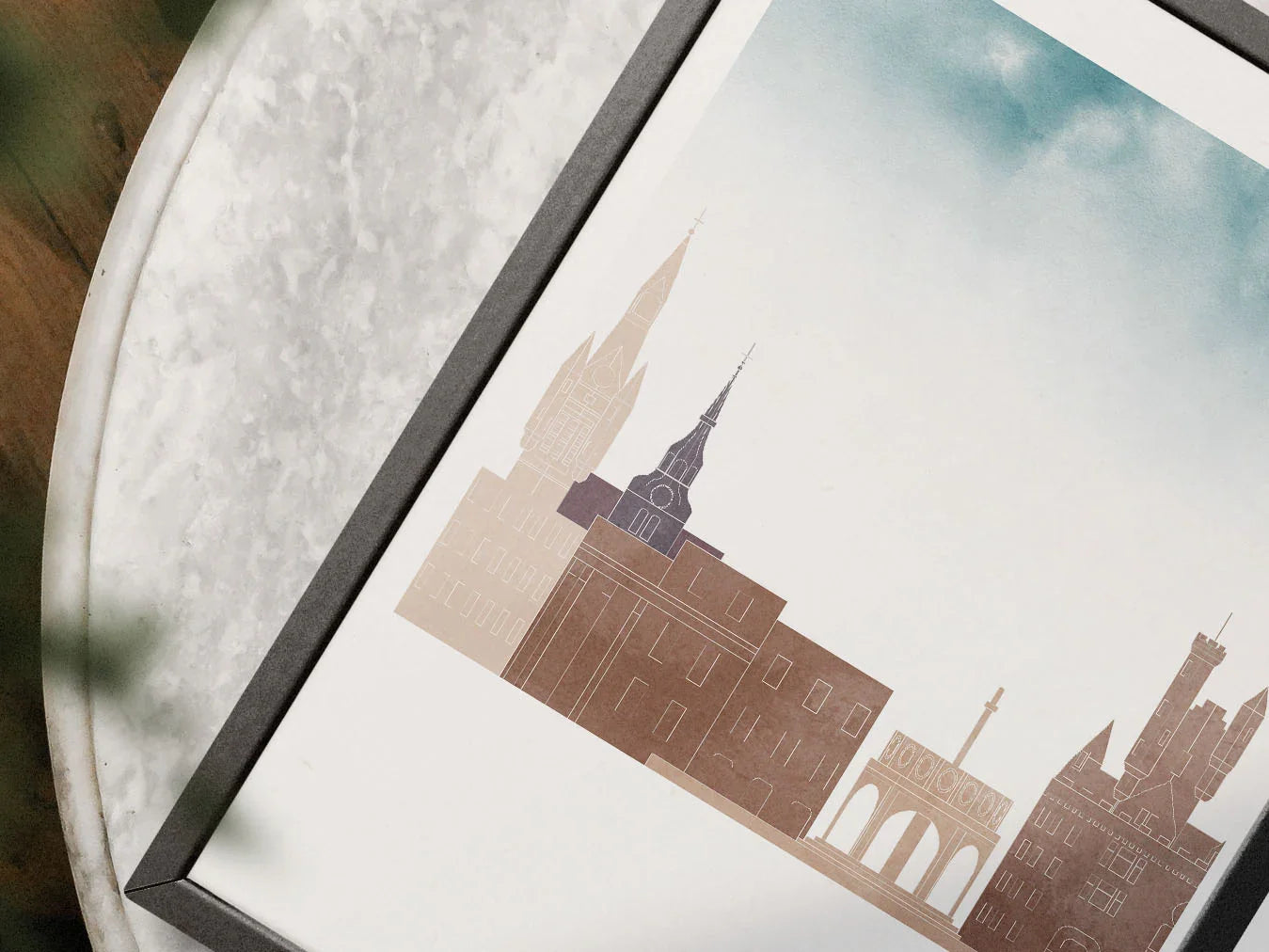 Aberdeen Silhouette Triptych in Watercolor Style, Aberdeen Skyline Poster, Aberdeen Set of 3 Posters, Watercolor style