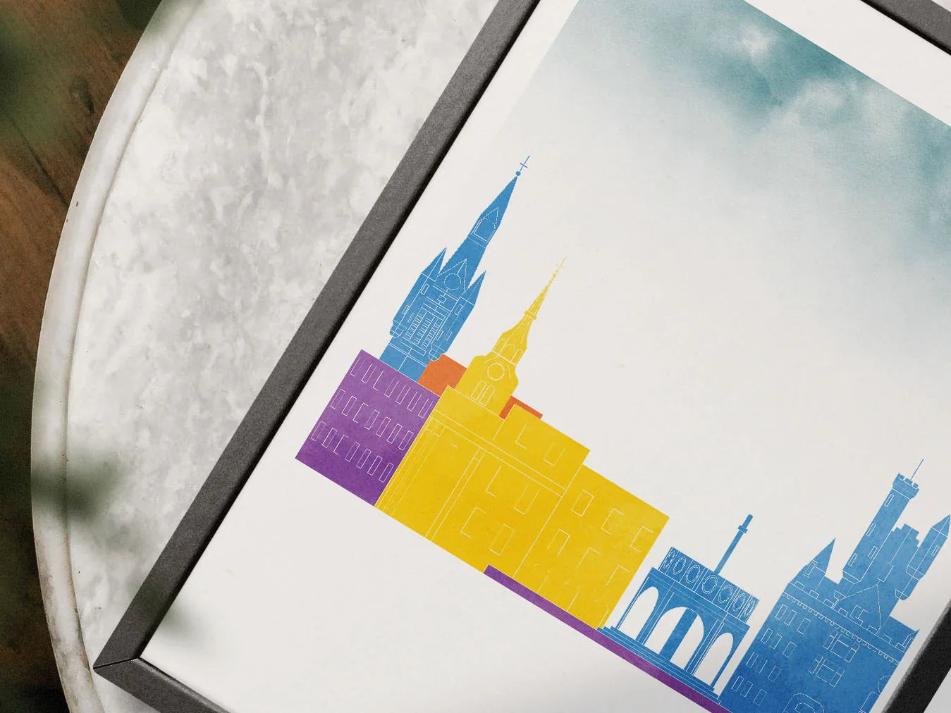 Aberdeen Silhouette Triptych in Watercolor Style, Aberdeen Skyline Poster, Aberdeen Set of 3 Posters, Watercolor style