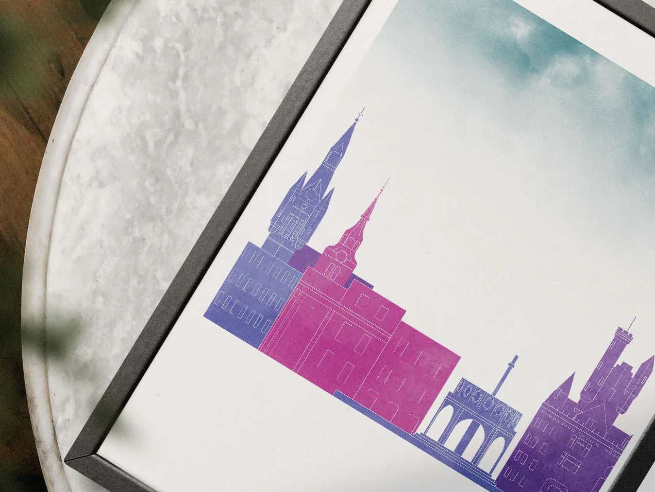 Aberdeen Silhouette Triptych in Watercolor Style, Aberdeen Skyline Poster, Aberdeen Set of 3 Posters, Watercolor style