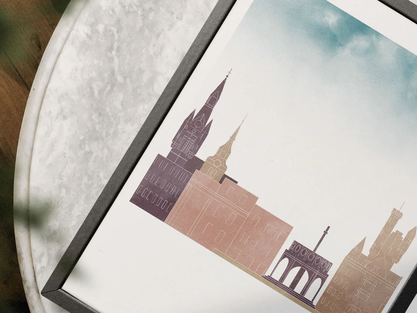 Aberdeen Silhouette Triptych in Watercolor Style, Aberdeen Skyline Poster, Aberdeen Set of 3 Posters, Watercolor style