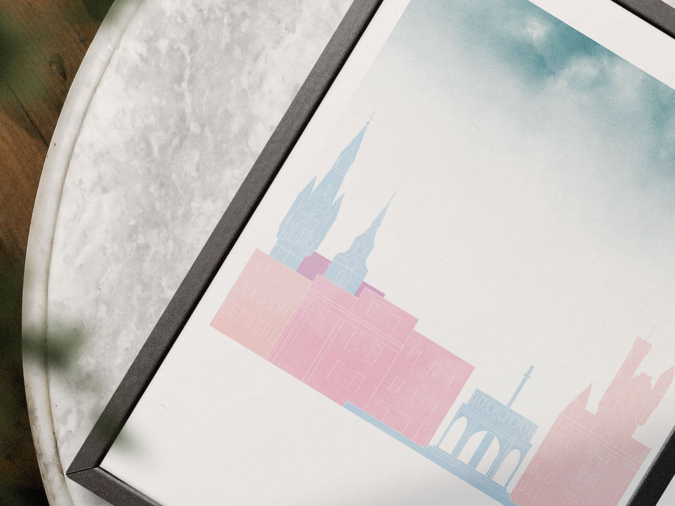 Aberdeen Silhouette Triptych in Watercolor Style, Aberdeen Skyline Poster, Aberdeen Set of 3 Posters, Watercolor style