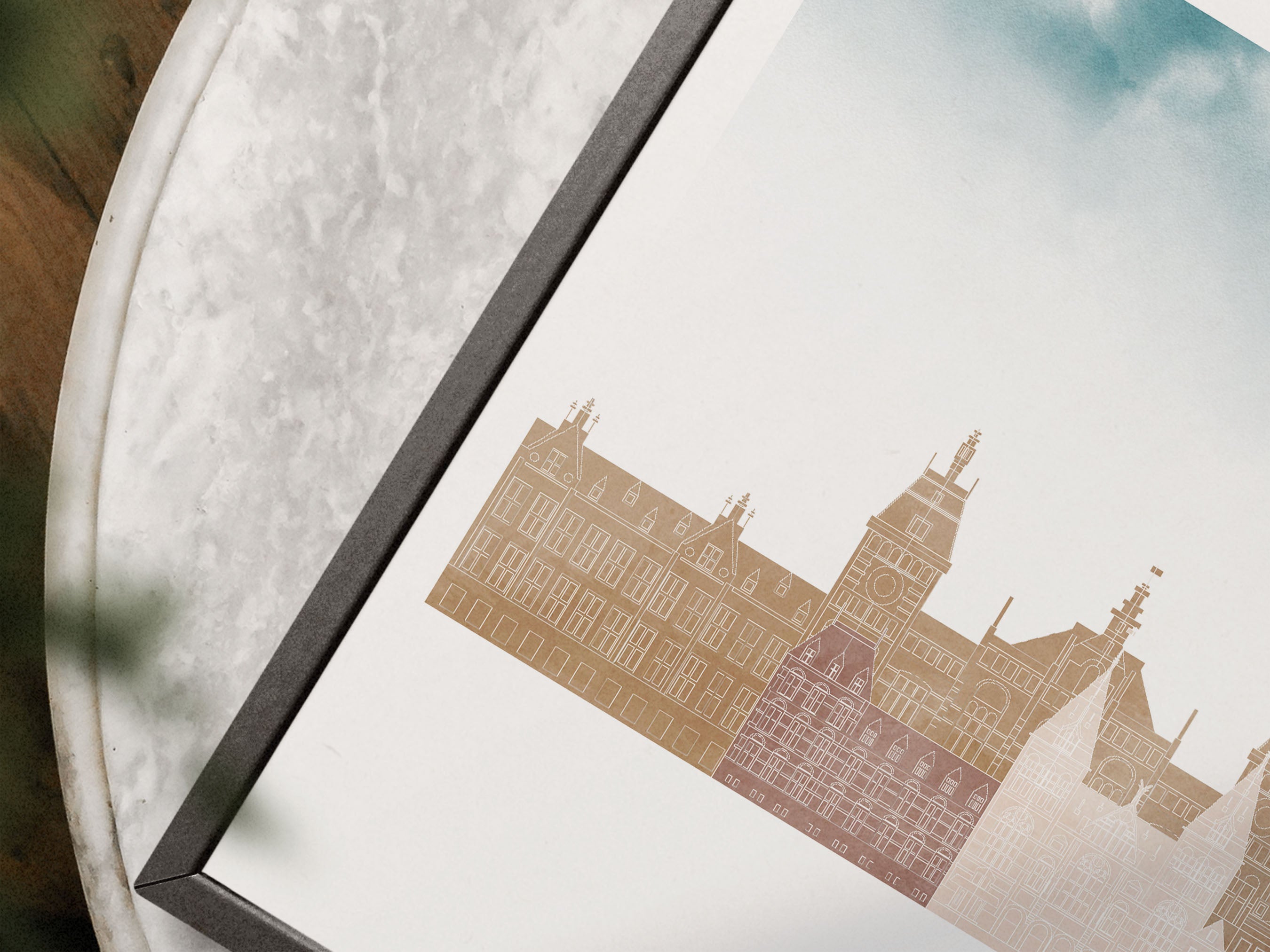 Amsterdam Silhouette Triptych in Watercolor Style, Amsterdam Skyline Poster, Amsterdam Set of 3 Posters, Watercolor style