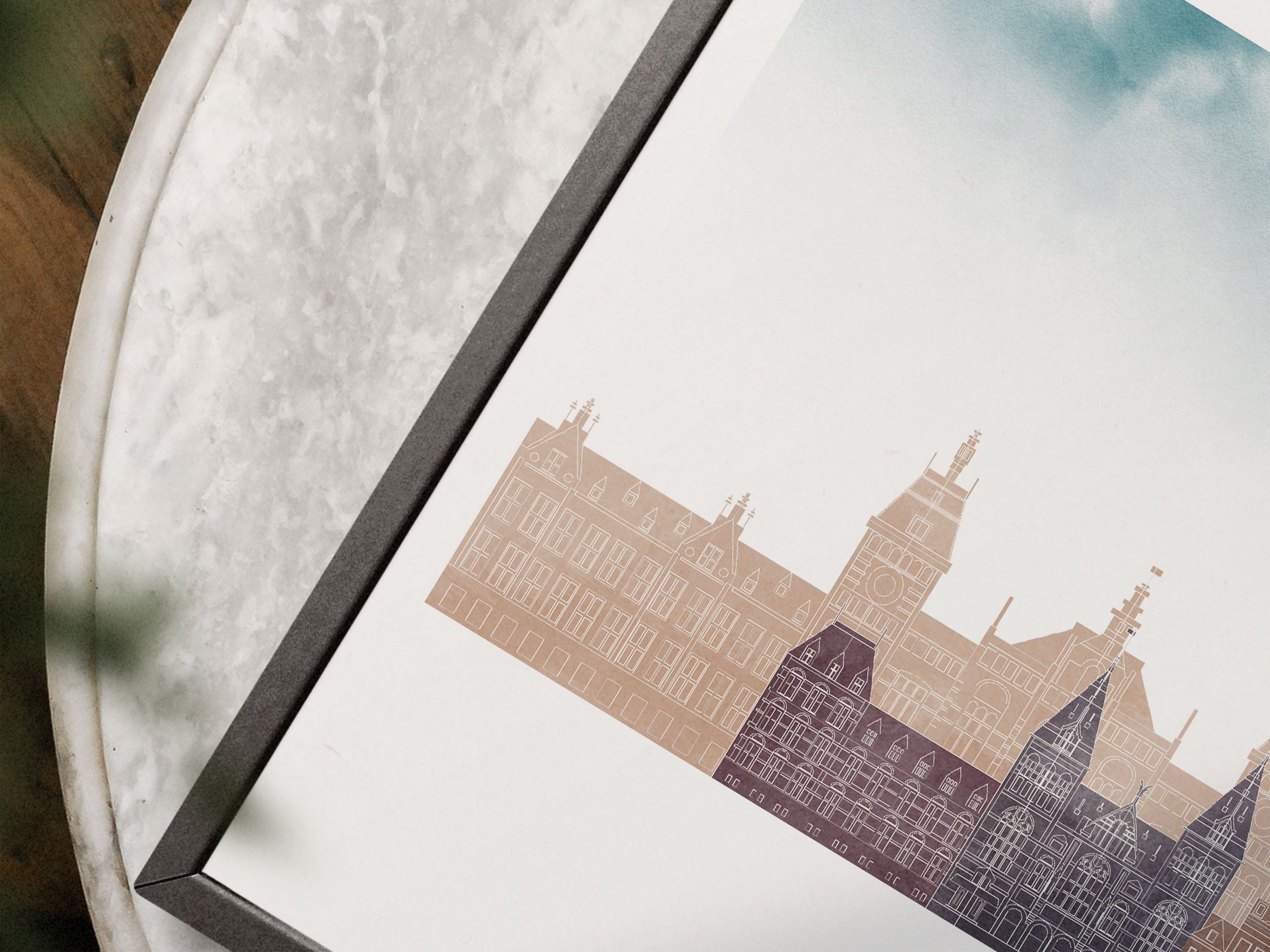 Amsterdam Silhouette Triptych in Watercolor Style, Amsterdam Skyline Poster, Amsterdam Set of 3 Posters, Watercolor style