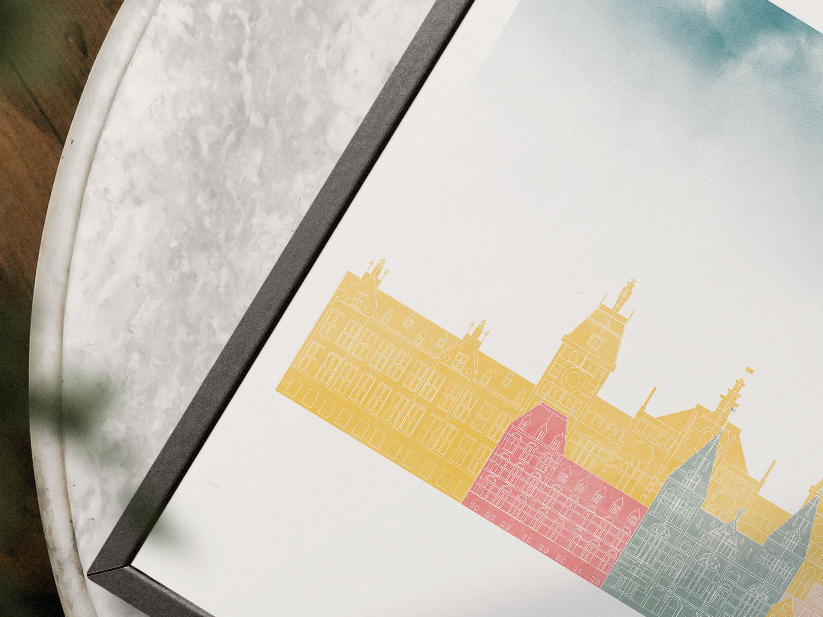 Amsterdam Silhouette Triptych in Watercolor Style, Amsterdam Skyline Poster, Amsterdam Set of 3 Posters, Watercolor style