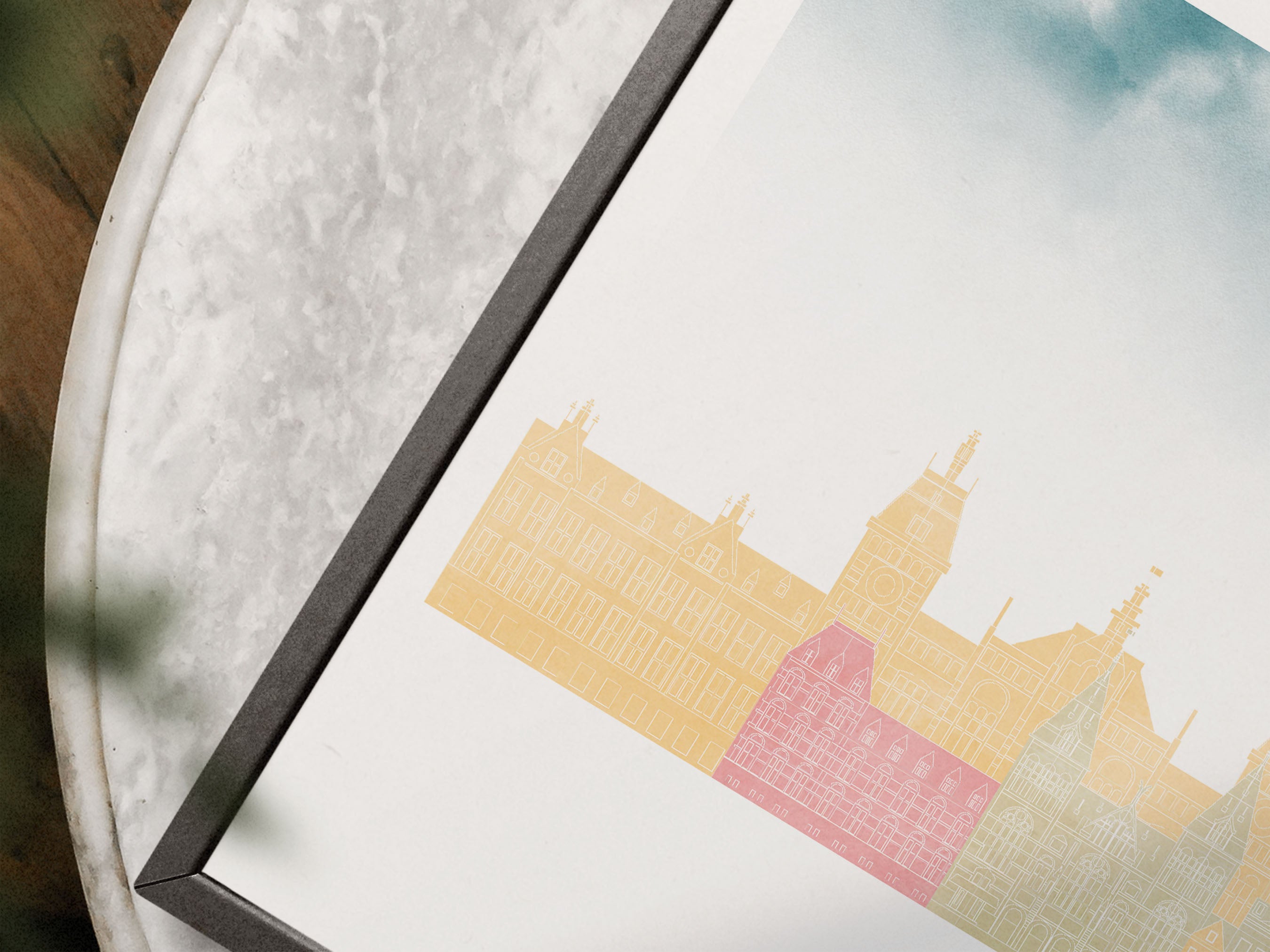 Amsterdam Silhouette Triptych in Watercolor Style, Amsterdam Skyline Poster, Amsterdam Set of 3 Posters, Watercolor style