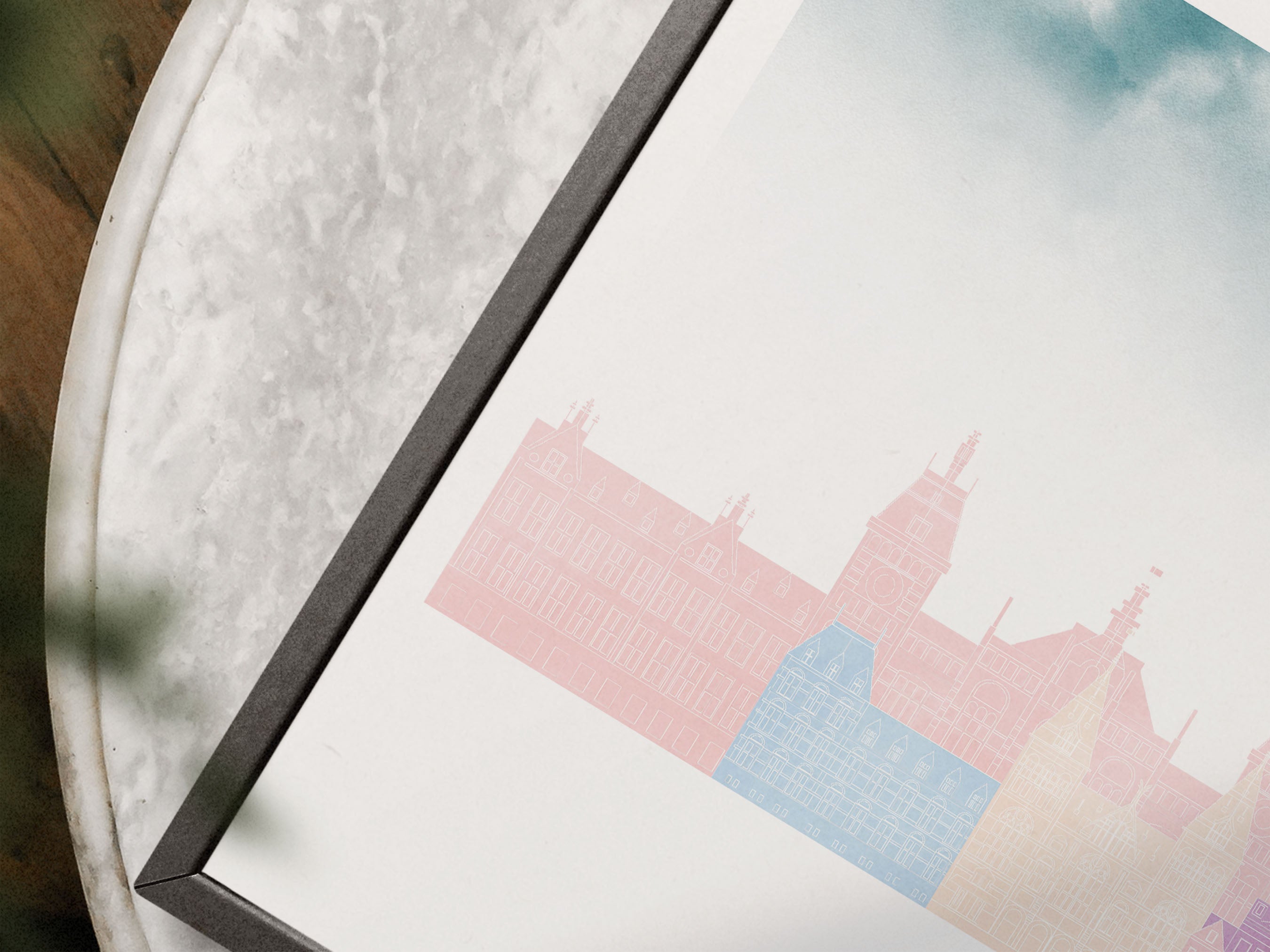 Amsterdam Silhouette Triptych in Watercolor Style, Amsterdam Skyline Poster, Amsterdam Set of 3 Posters, Watercolor style
