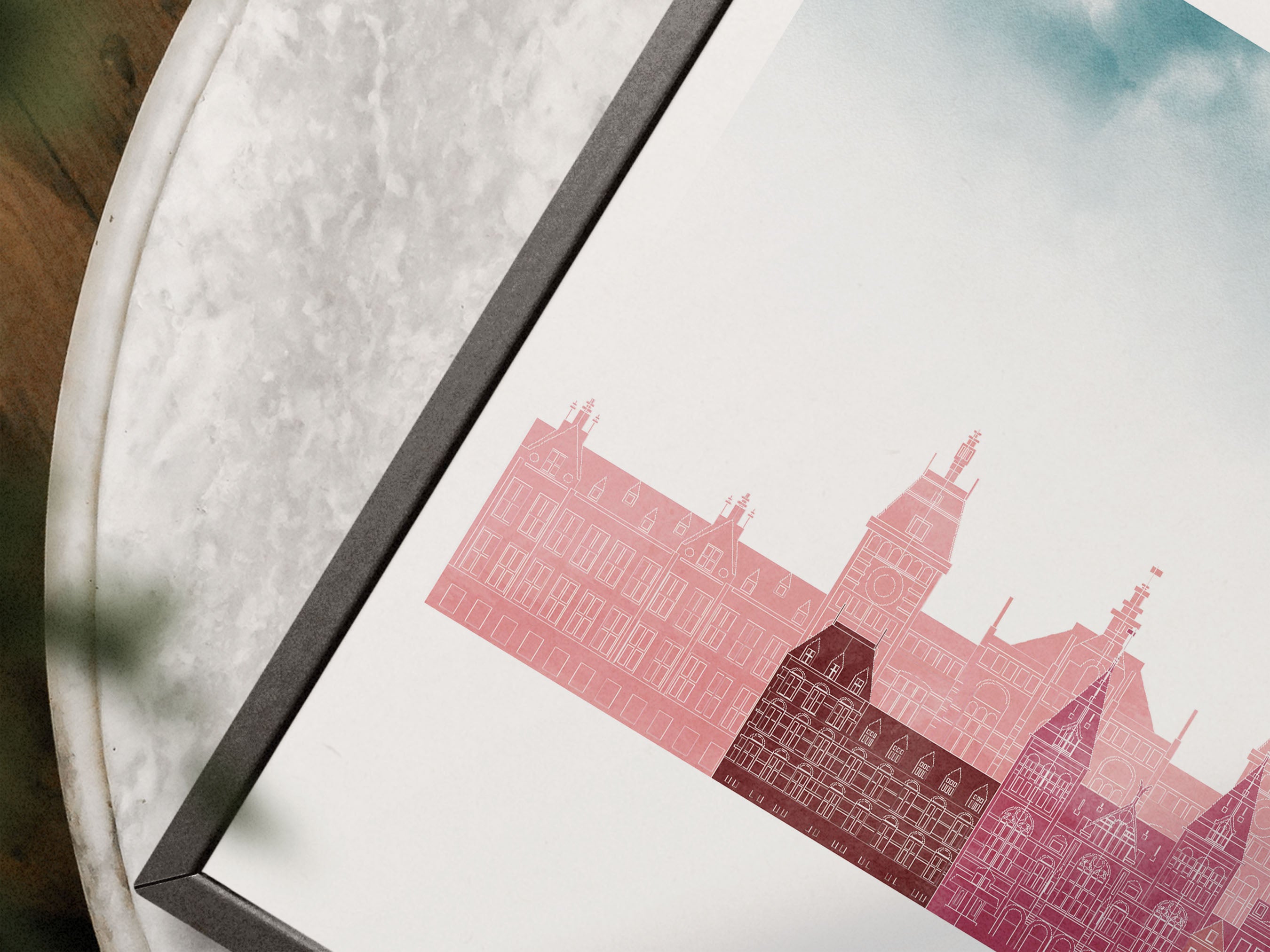 Amsterdam Silhouette Triptych in Watercolor Style, Amsterdam Skyline Poster, Amsterdam Set of 3 Posters, Watercolor style