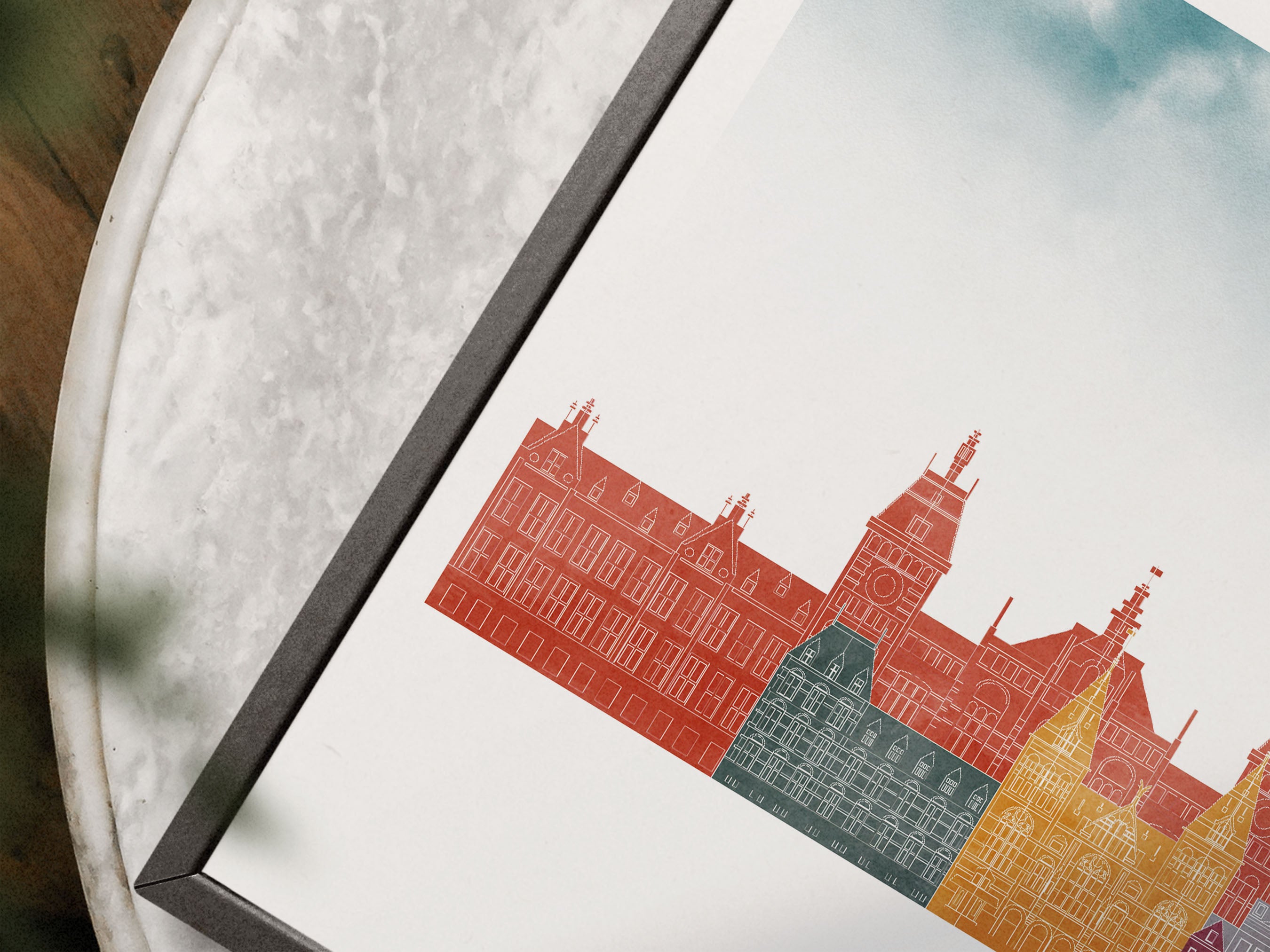 Amsterdam Silhouette Triptych in Watercolor Style, Amsterdam Skyline Poster, Amsterdam Set of 3 Posters, Watercolor style