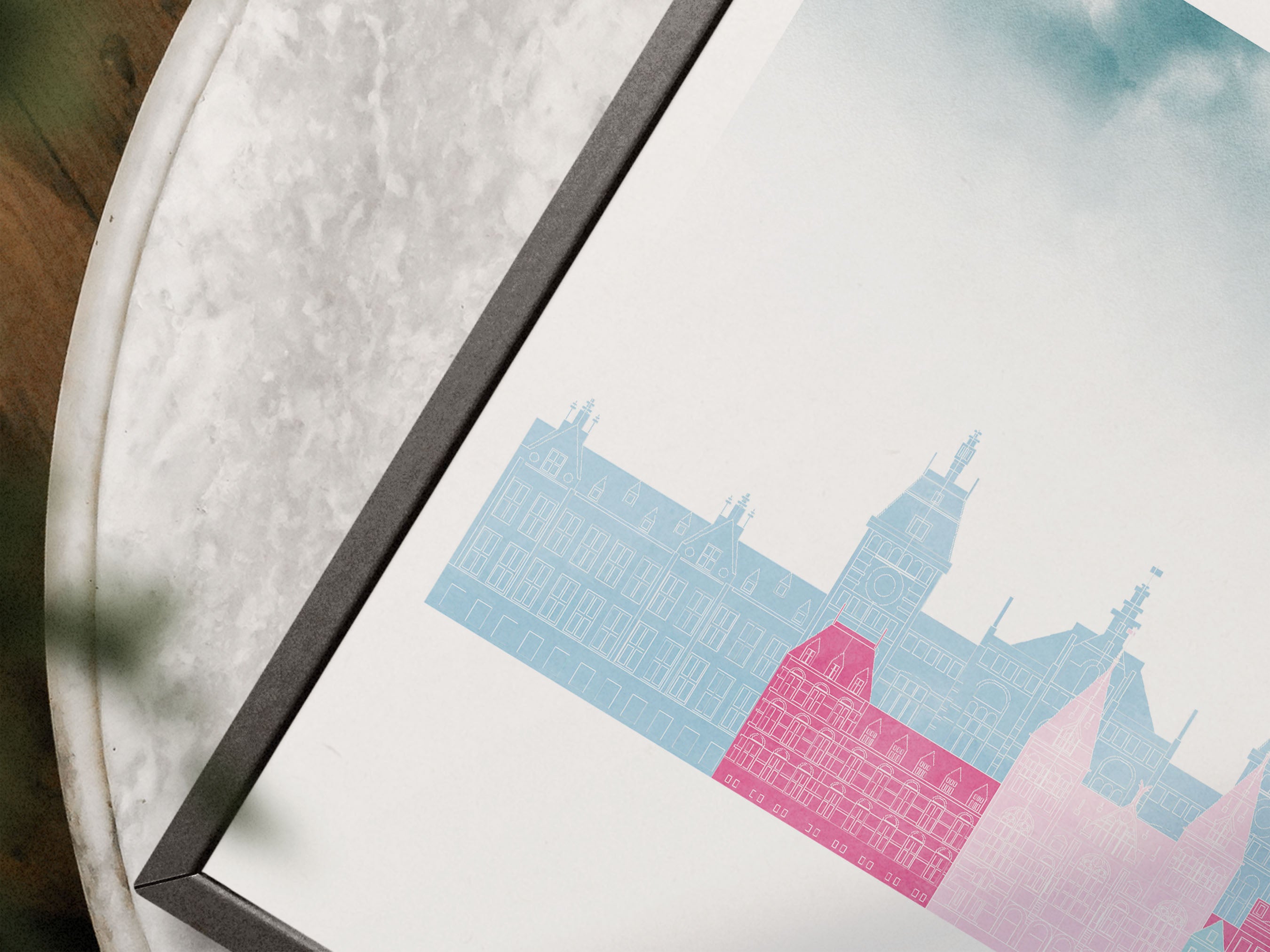 Amsterdam Silhouette Triptych in Watercolor Style, Amsterdam Skyline Poster, Amsterdam Set of 3 Posters, Watercolor style