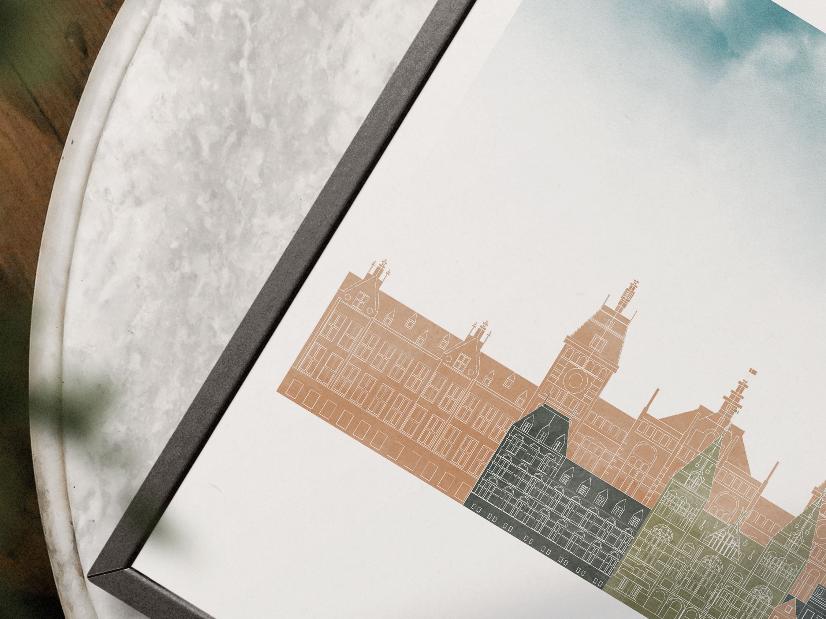 Amsterdam Silhouette Triptych in Watercolor Style, Amsterdam Skyline Poster, Amsterdam Set of 3 Posters, Watercolor style