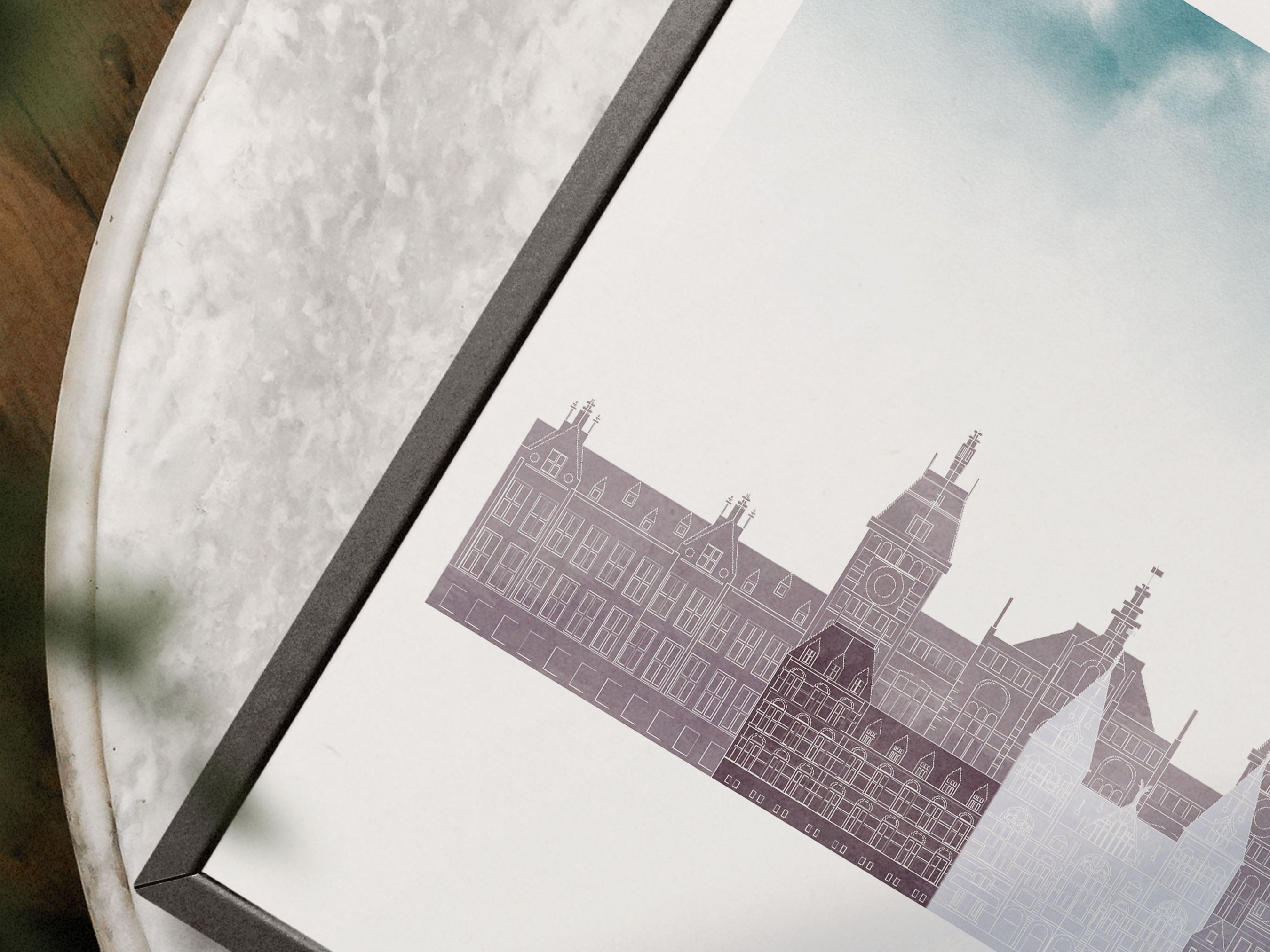 Amsterdam Silhouette Triptych in Watercolor Style, Amsterdam Skyline Poster, Amsterdam Set of 3 Posters, Watercolor style