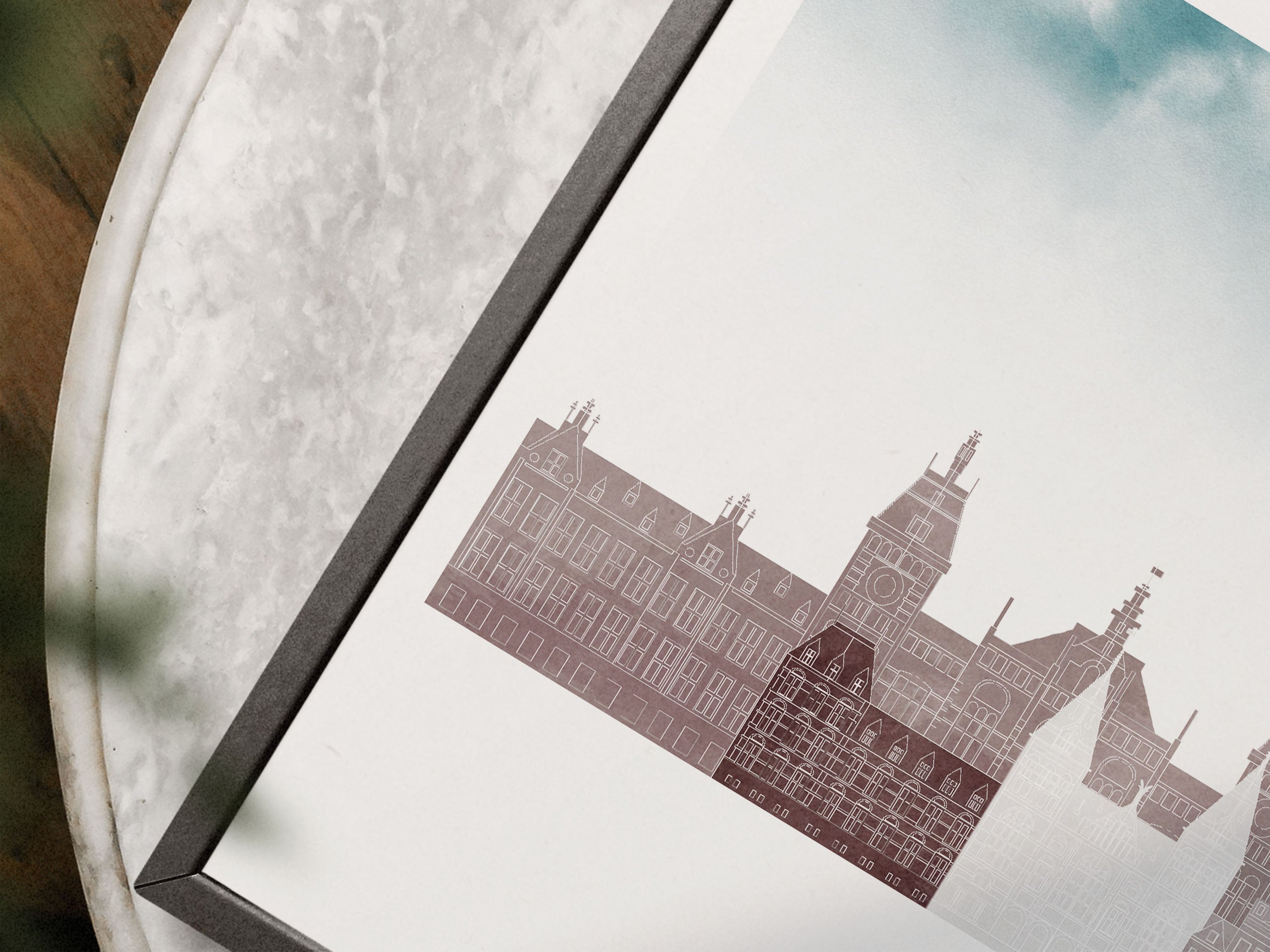 Amsterdam Silhouette Triptych in Watercolor Style, Amsterdam Skyline Poster, Amsterdam Set of 3 Posters, Watercolor style