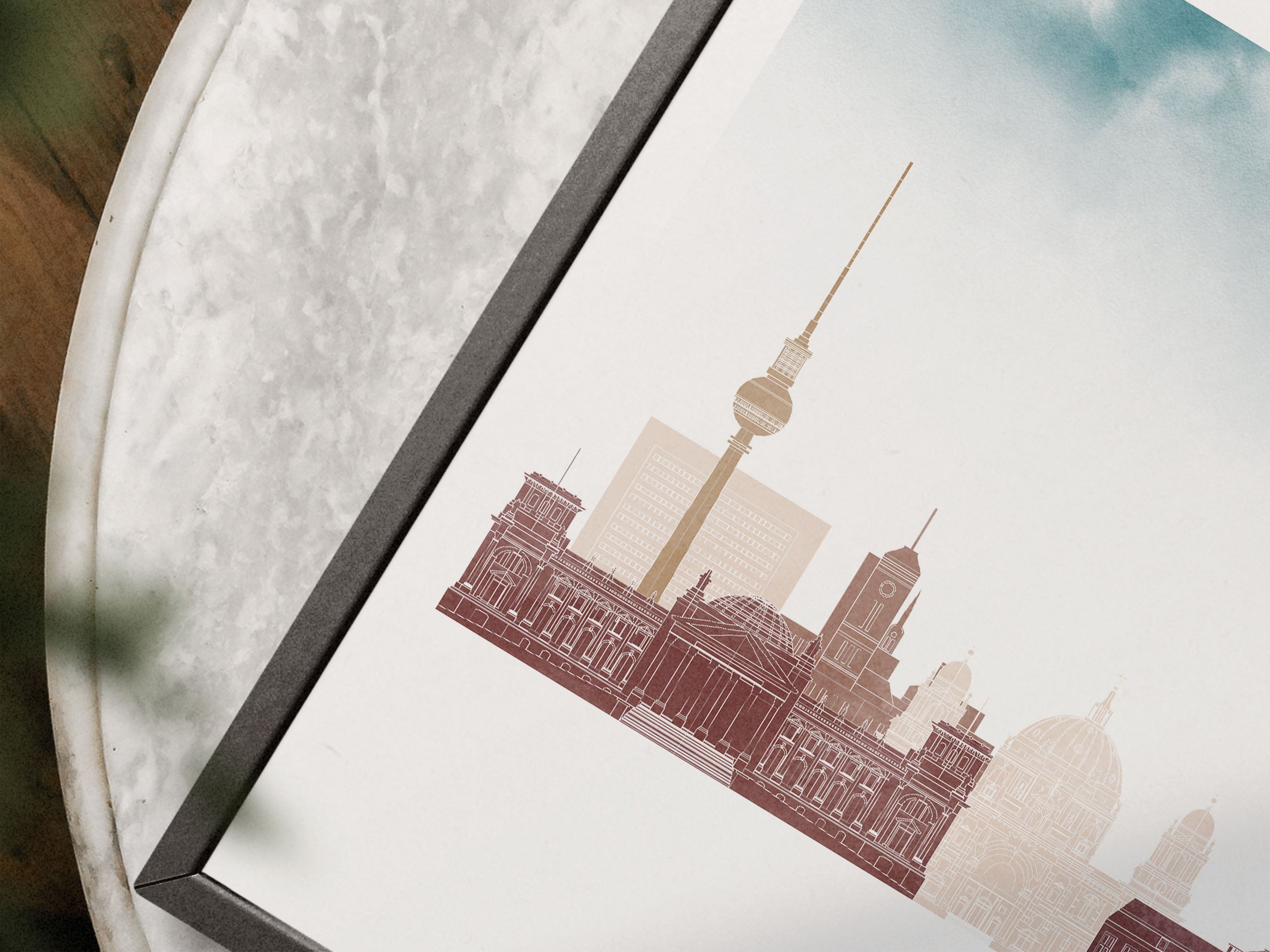 Berlin Silhouette Triptych in Watercolor Style, Berlin Skyline Poster, Berlin Set of 3 Posters, Watercolor style
