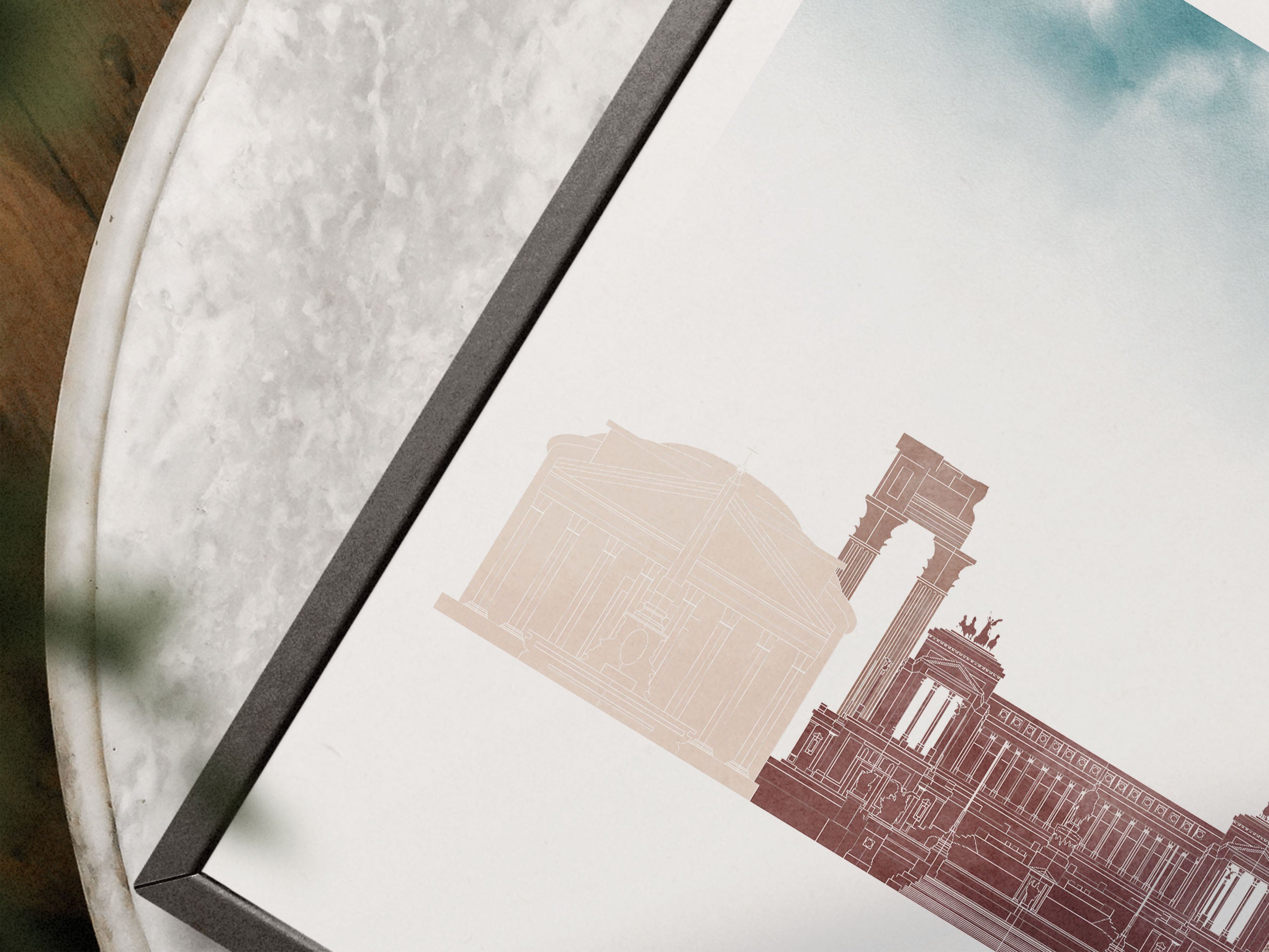 Rome Silhouette Triptych in Watercolor Style, Rome Skyline Poster, Rome Set of 3 Posters, Watercolor style
