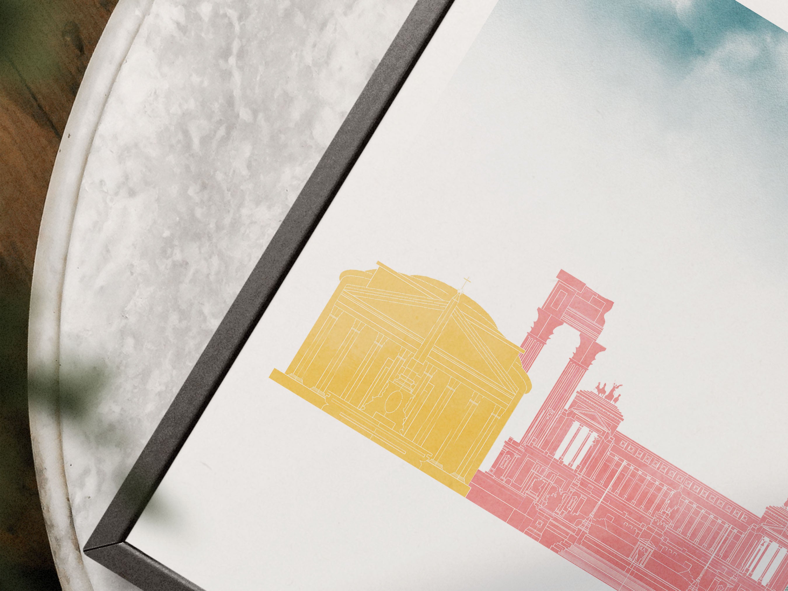Rome Silhouette Triptych in Watercolor Style, Rome Skyline Poster, Rome Set of 3 Posters, Watercolor style