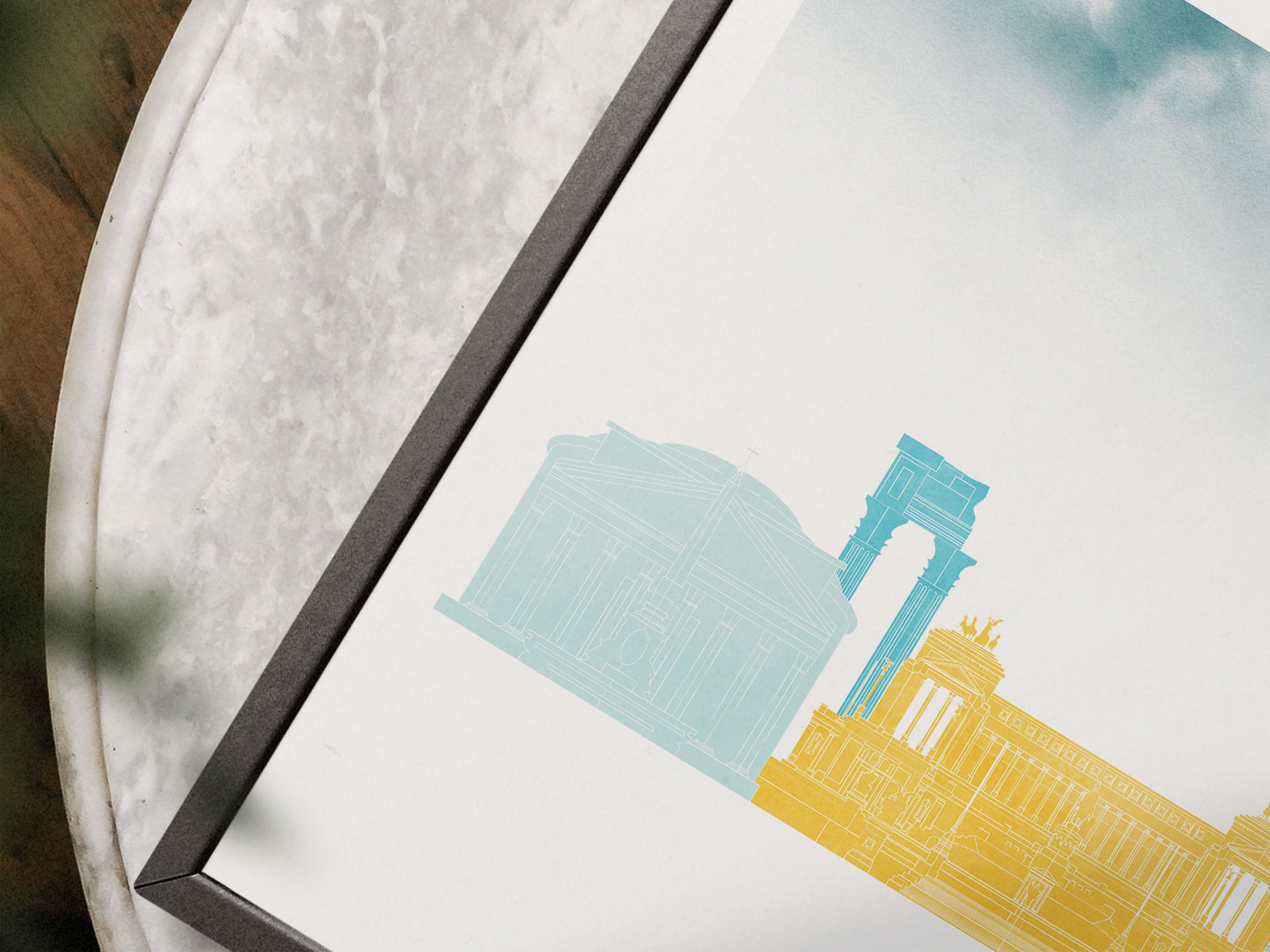 Rome Silhouette Triptych in Watercolor Style, Rome Skyline Poster, Rome Set of 3 Posters, Watercolor style
