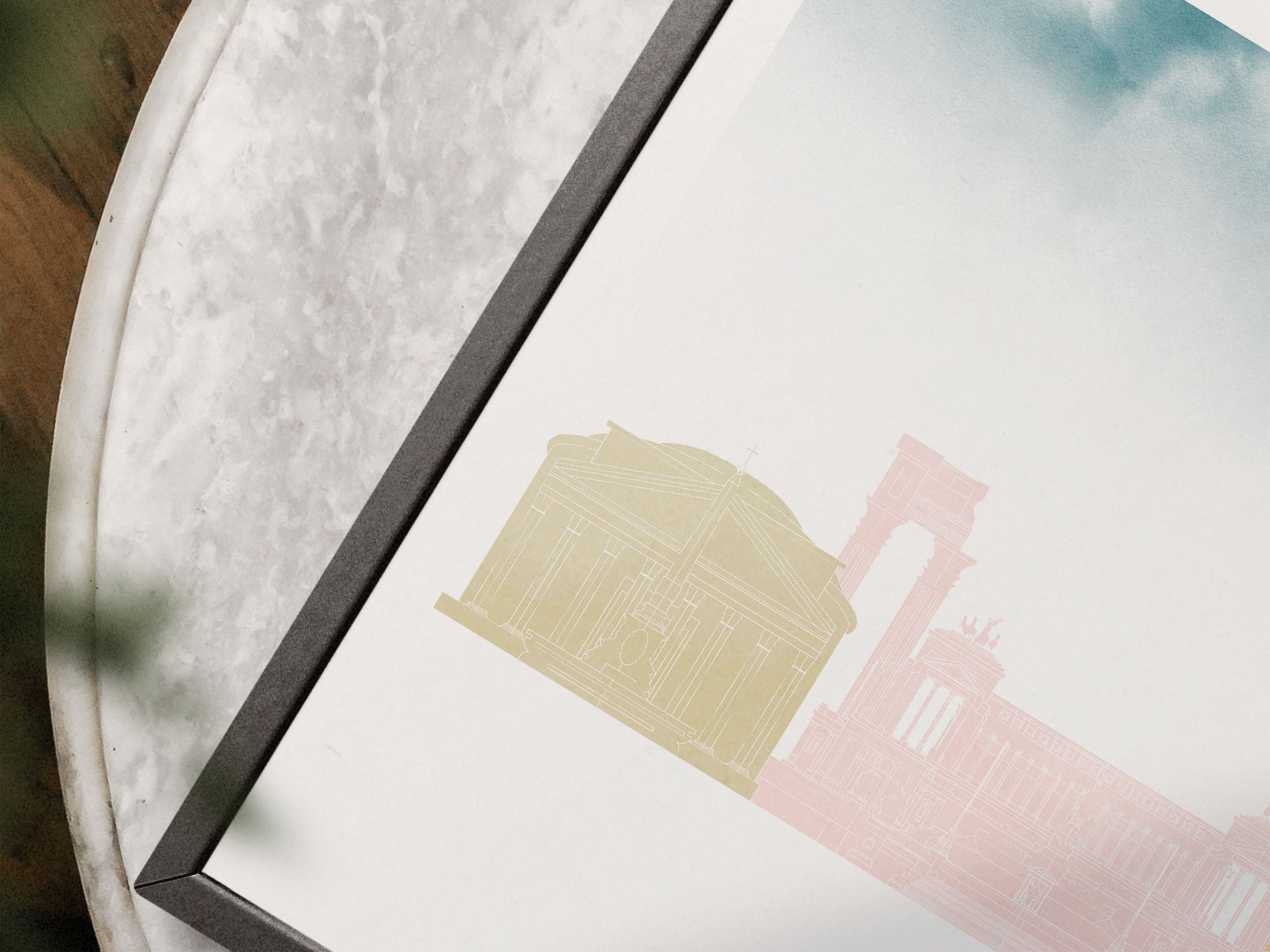 Rome Silhouette Triptych in Watercolor Style, Rome Skyline Poster, Rome Set of 3 Posters, Watercolor style