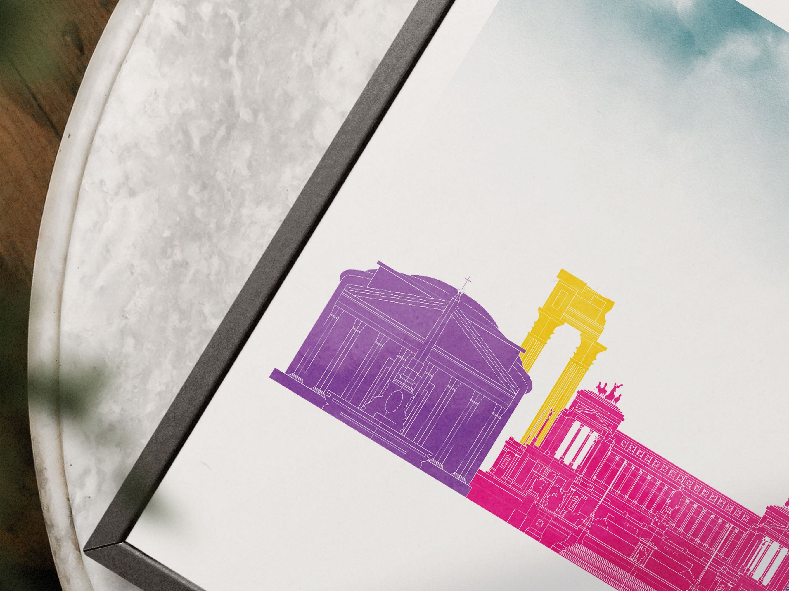 Rome Silhouette Triptych in Watercolor Style, Rome Skyline Poster, Rome Set of 3 Posters, Watercolor style