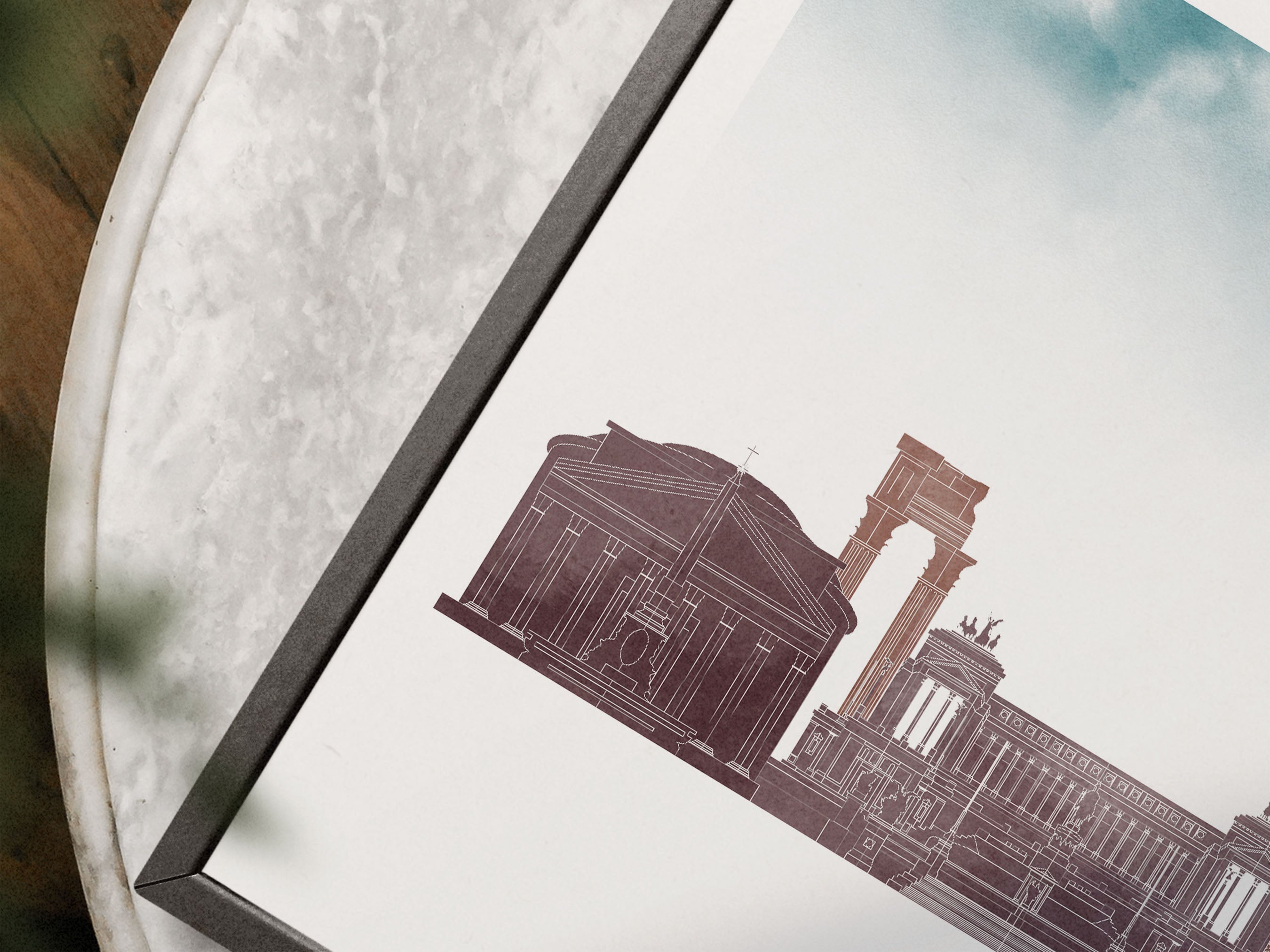 Rome Silhouette Triptych in Watercolor Style, Rome Skyline Poster, Rome Set of 3 Posters, Watercolor style