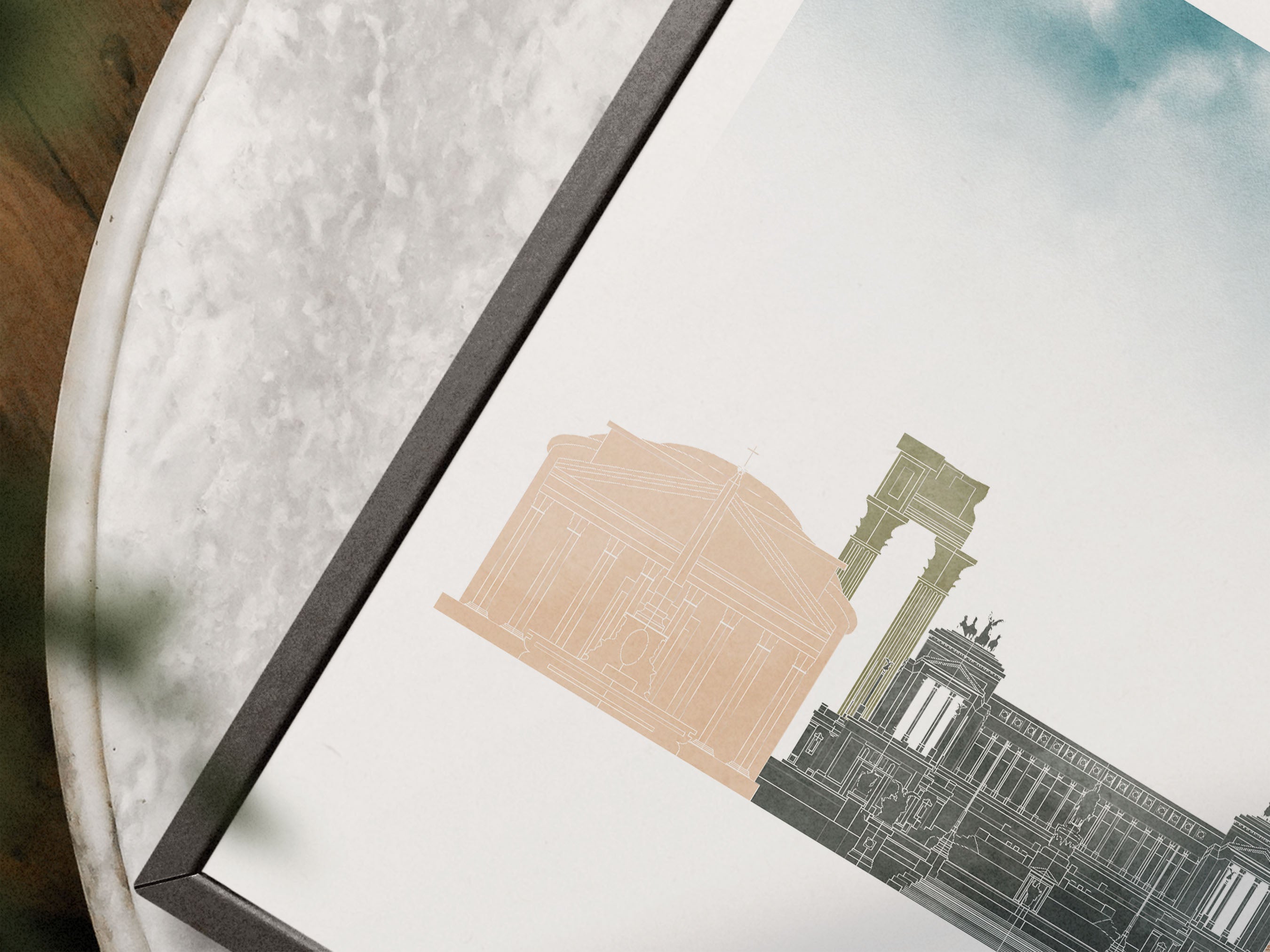 Rome Silhouette Triptych in Watercolor Style, Rome Skyline Poster, Rome Set of 3 Posters, Watercolor style
