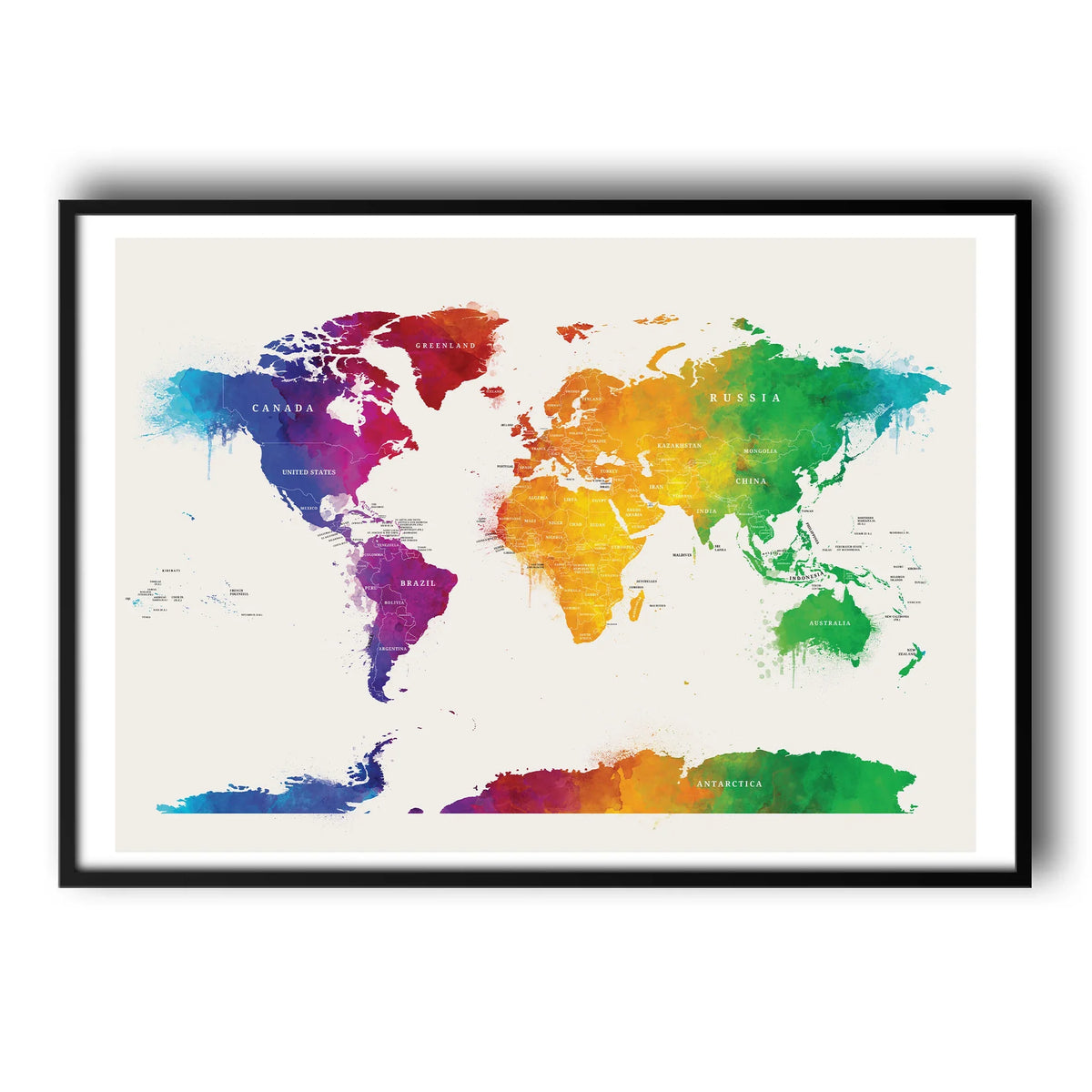 Watercolour World Map Poster | Travel-Inspired Wall Art – UK Custom Posters