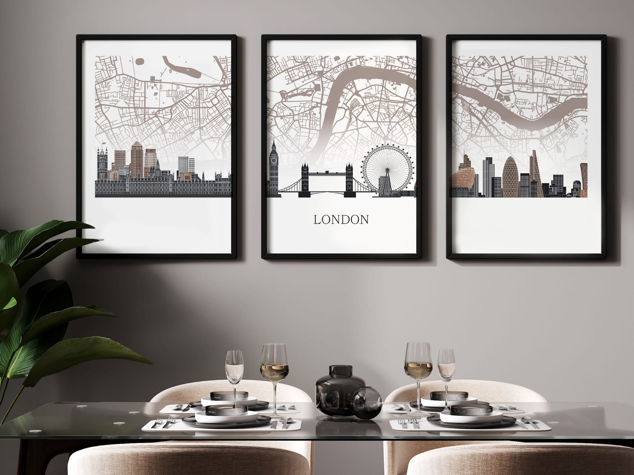 London Skylines Triptych Posters