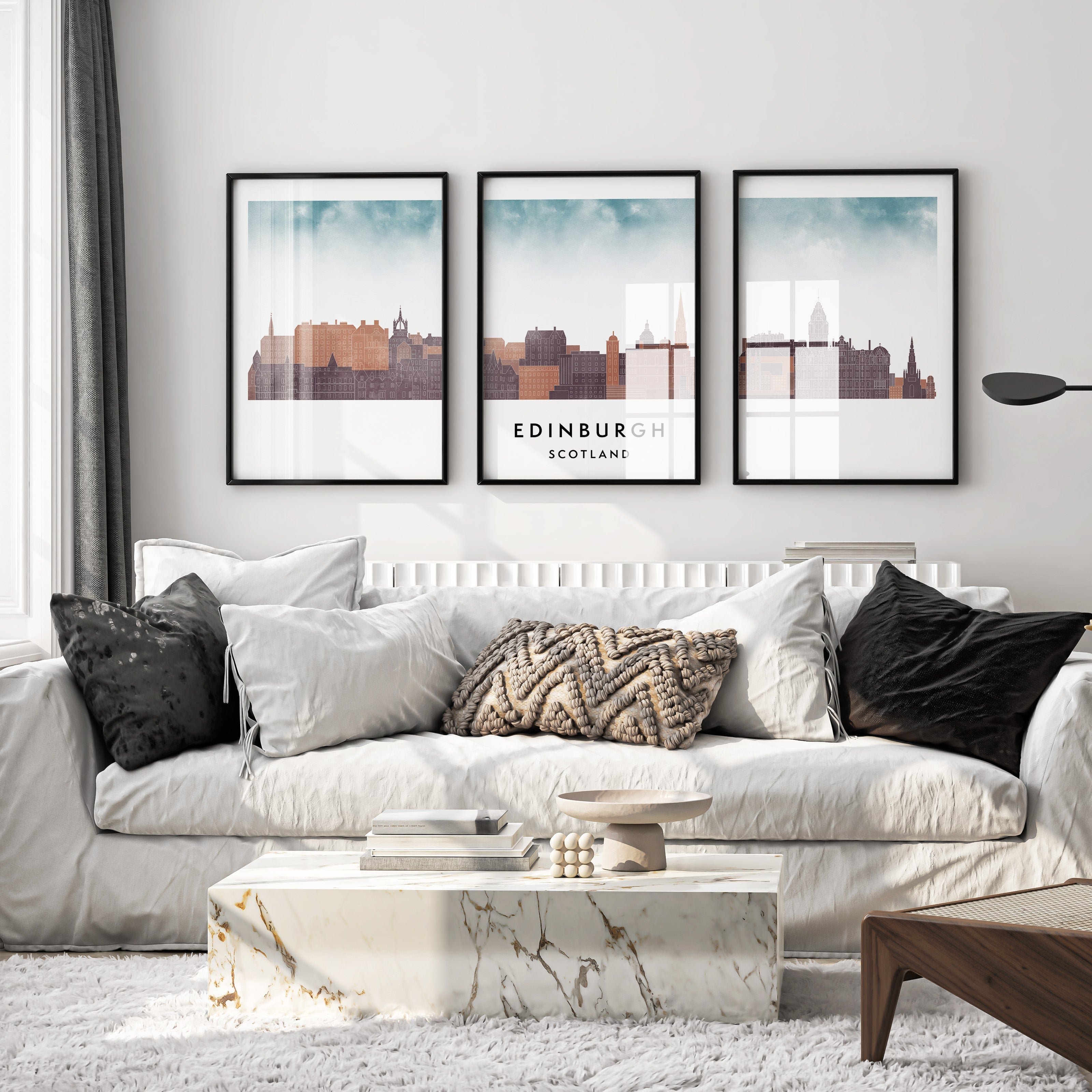 Skylines  Triptych Watercolor Posters