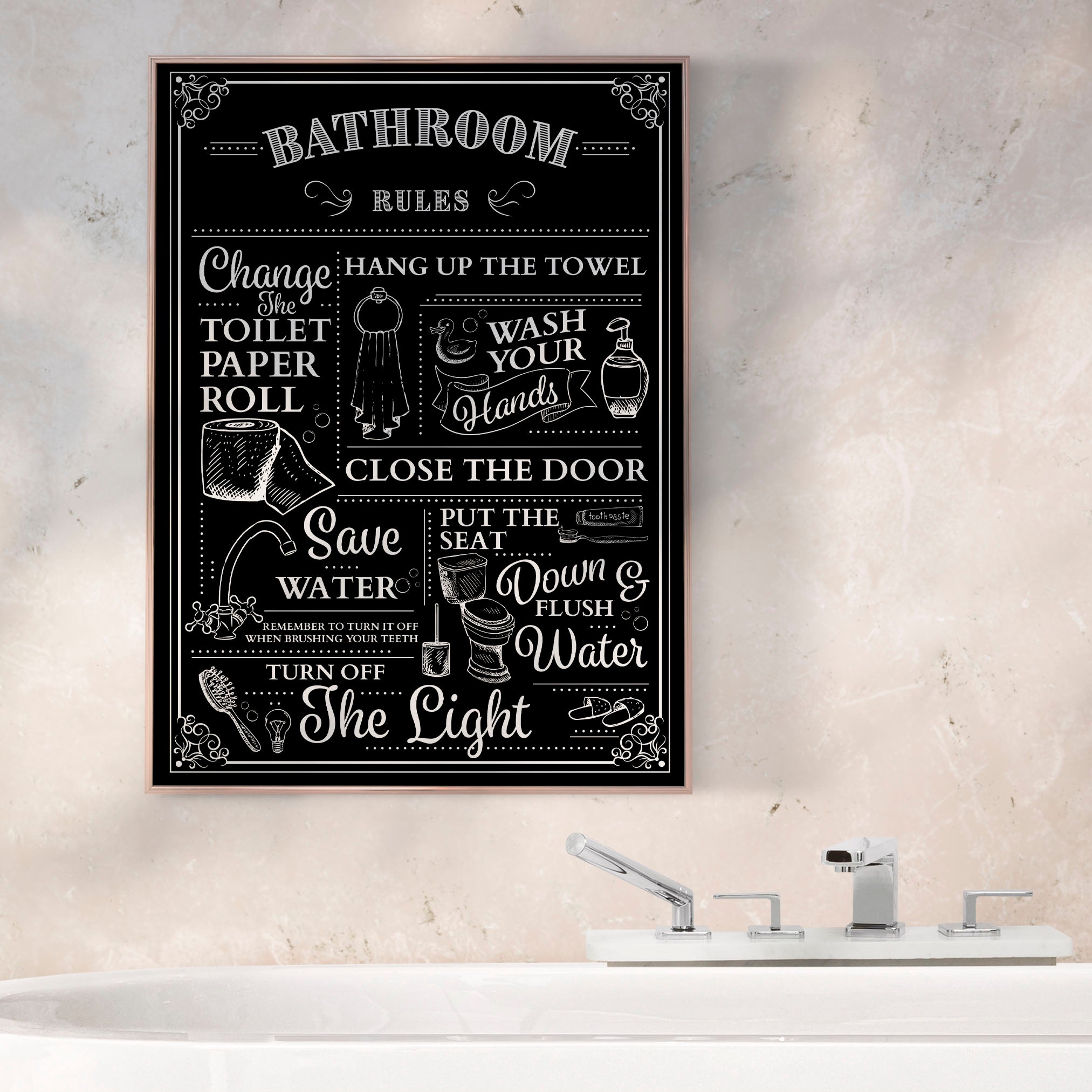 Kitchen and Bathroom Rules Posters