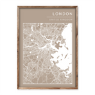 Personalised beige-toned map poster with a clean layout and white streets, showing a custom location in a modern, minimalist design.