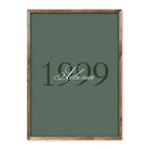 Minimalist green poster with a large year and the name "Selena" in elegant script.