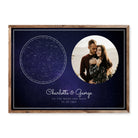 Personalised horizontal star map with custom couple photo and names, romantic galaxy print with constellations and date