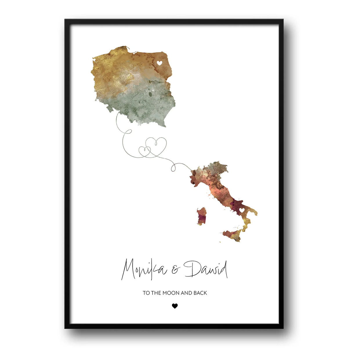 Two Locations Love Map – Personalised Valentine's Gift for Her or Him ...