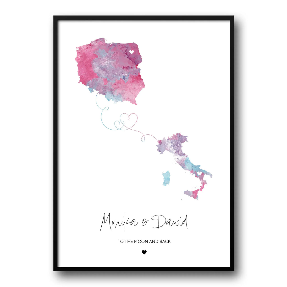 Two Locations Love Map – Personalised Valentine's Gift for Her or Him ...