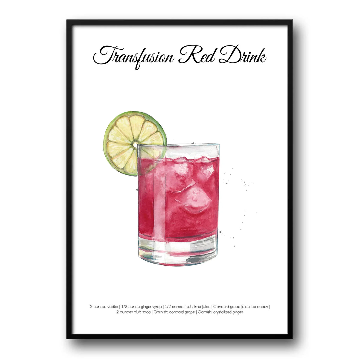Transfusion Cocktail Sign Transfusion Red Drink Cocktail Poster Kitchen Poster – UK Custom Posters