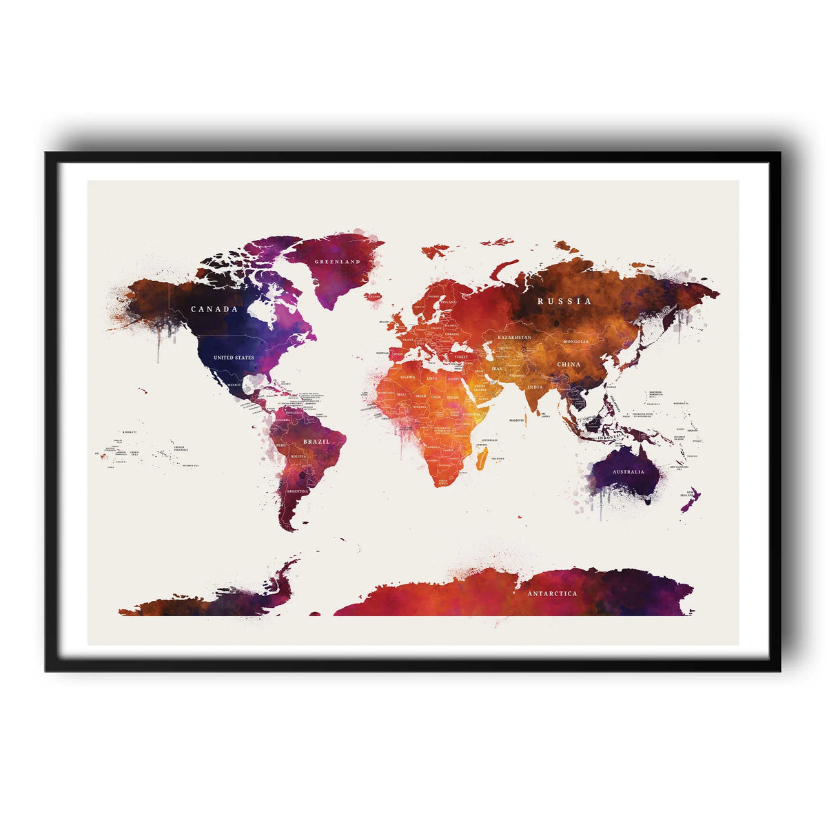 Modern Watercolour World Map | Perfect for Home Spaces – UK Custom Posters